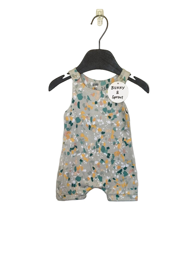 Stretch Romper - green yellow abstract