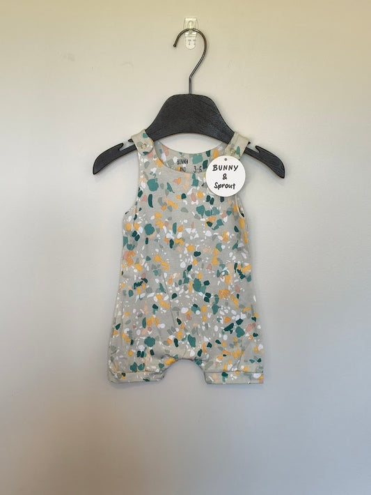 Stretch Romper - green yellow abstract