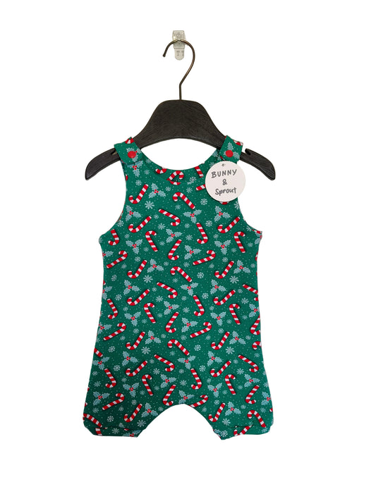 Christmas Romper - Green Candycane