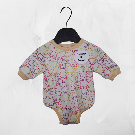 Sweater Romper - Cream Dino